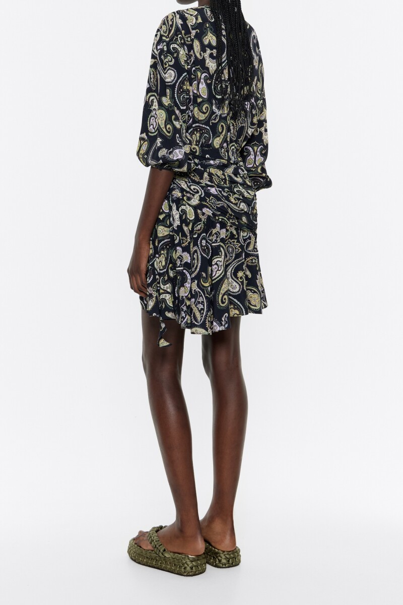 VESTIDO MINI VUELO PAISLEY Negro