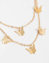 Collares Cortos Mariposas Collar Doble Con Mariposas - Dorado