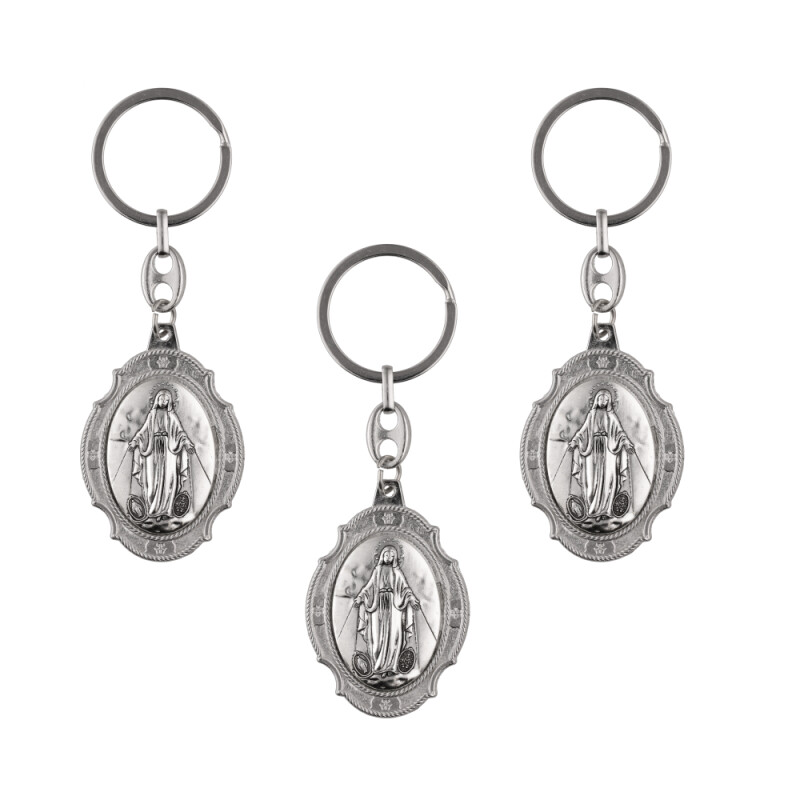 LLAVEROS DE METAL DE SANTOS X3 UNIDADES Gp119/virgen Milagrosa