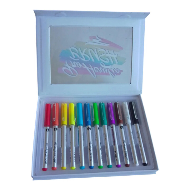 Marcadores Mooving Acrilicos 12 colores Punta Pincel Mooving Marcadores Mooving Acrilicos 12 colores Punta Pincel Mooving