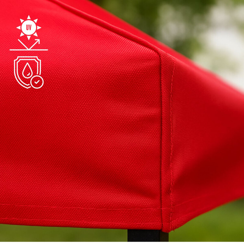 Gazebo 3x3 Impermeable con Estructura de Hierro y Techo PP/UV Rojo