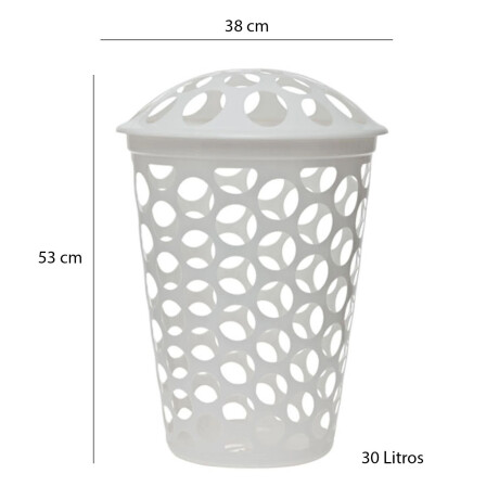 Cesto Organizador Ropa Calado c/Tapa 30Lt Plástico Paramount Blanco