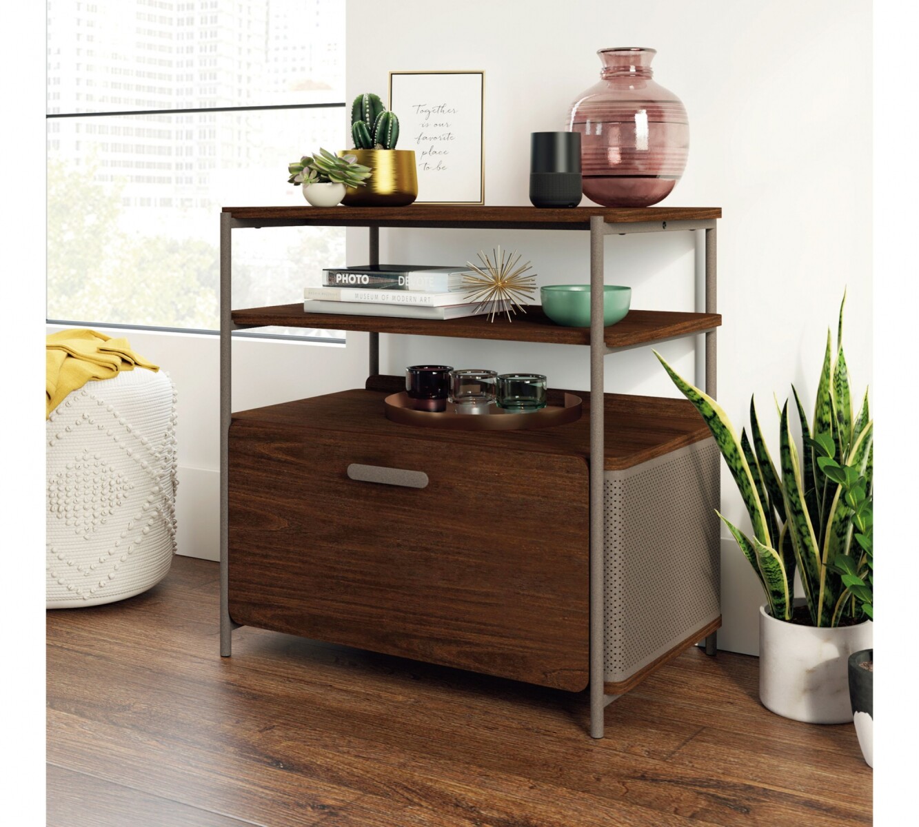 Mesa de Arrime 2 estantes - Sauder - Linea Radial 