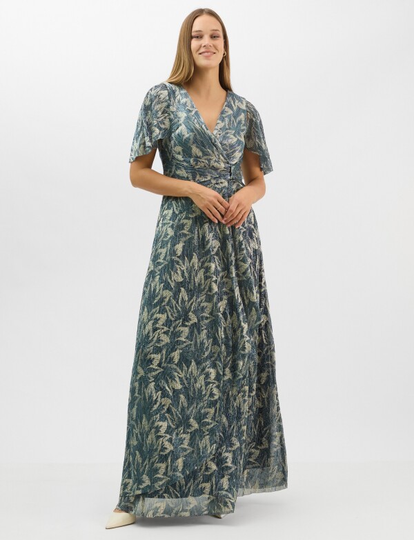 Estido Maxi Cruzado Con Brillo Metalizado AZUL/MULTI