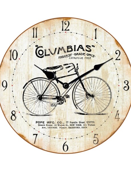 RELOJ DE PARED MDF D28.8X3.5CM BICICLETA COLUMBIAS RELOJ DE PARED MDF D28.8X3.5CM BICICLETA COLUMBIAS