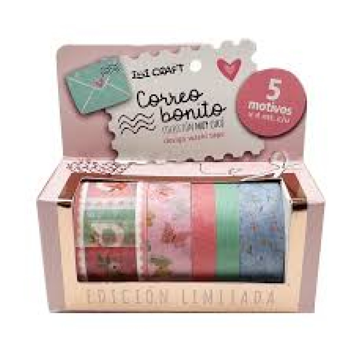 Cinta Adhesiva Diseño Ibi Craft x 5 - Ilustracion, flores y mariposas 