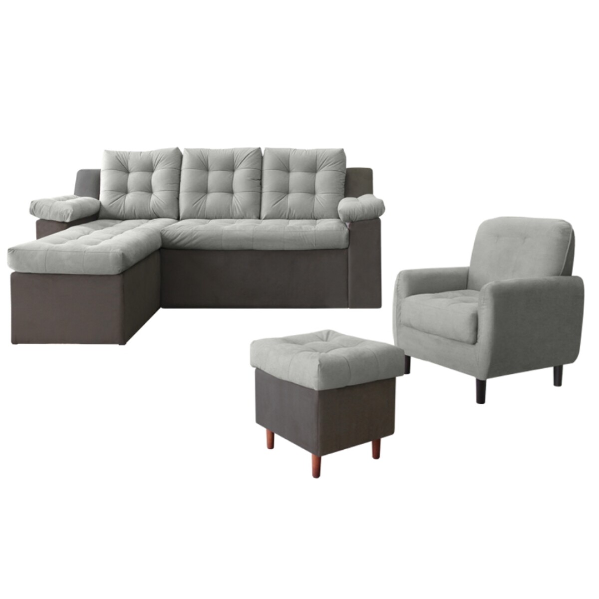Sofa Ravena TCH Puff Poltrona Gris 