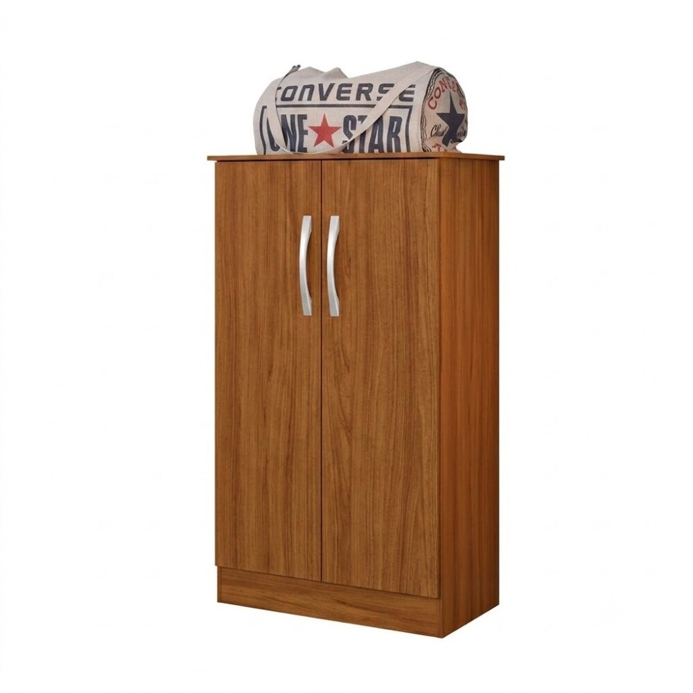 ZAPATERA 2 PUERTAS ORGANIZADOR CON ESTANTES INTERNOS COLOR MADERA
