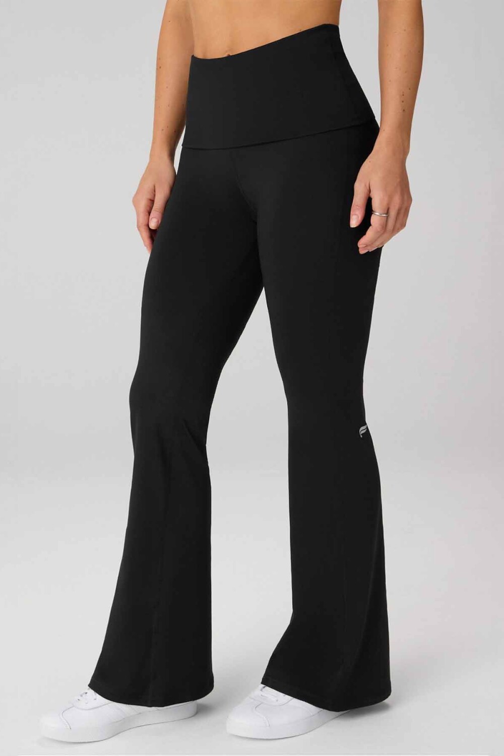 Leggings Flare Cloud Jersey Foldover Mujer Black