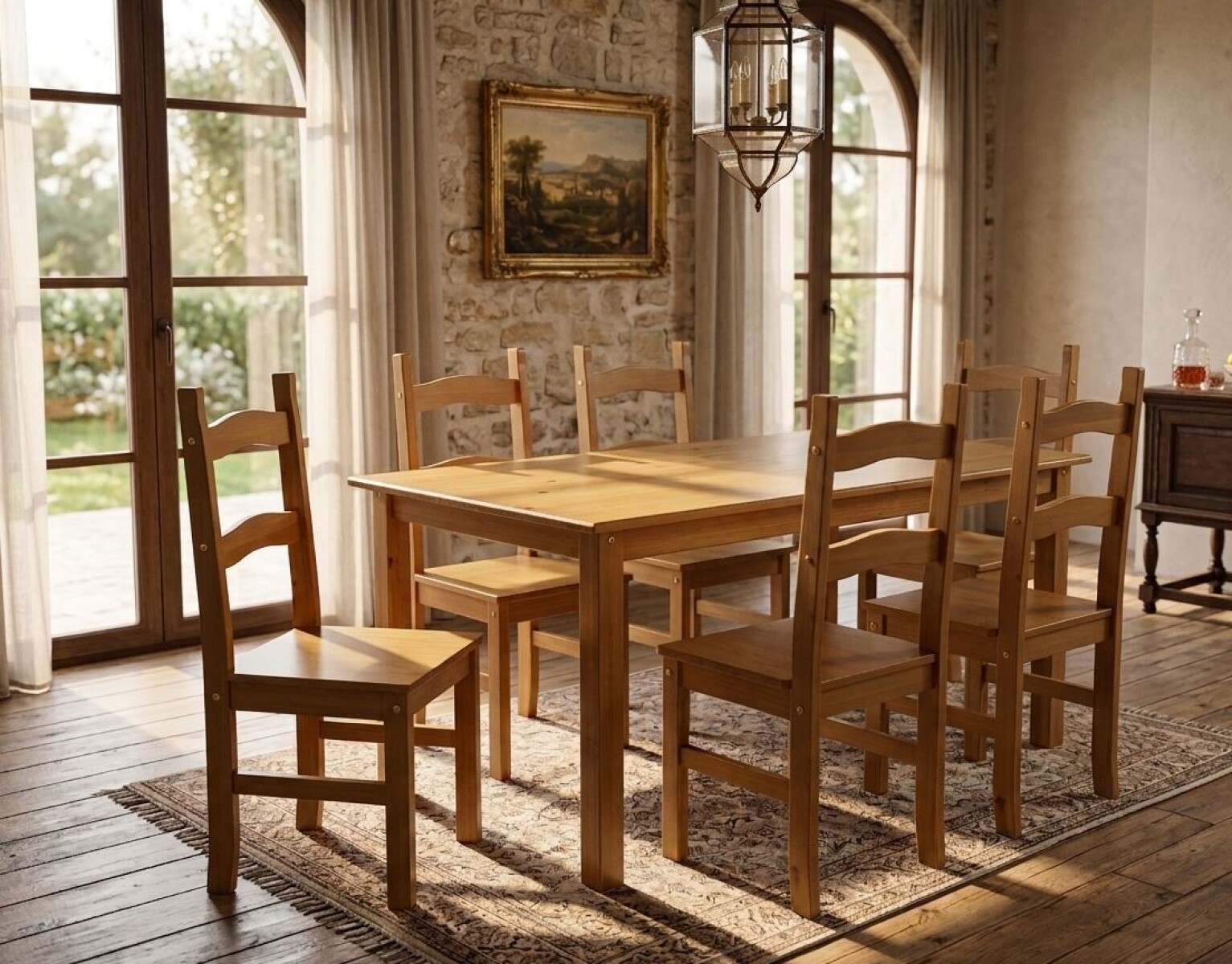 Juego De Comedor 6 Sillas Corona Carmelo CH9190C 