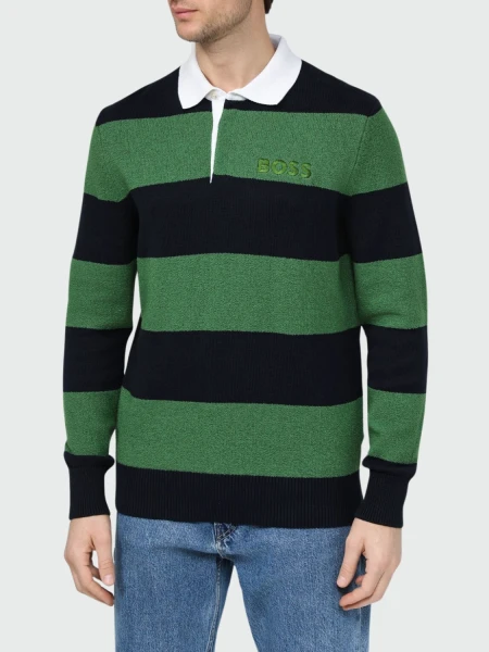 BOSS - Buzo polo a rayas confeccionado en algodón, PAROMA Azul Oscuro