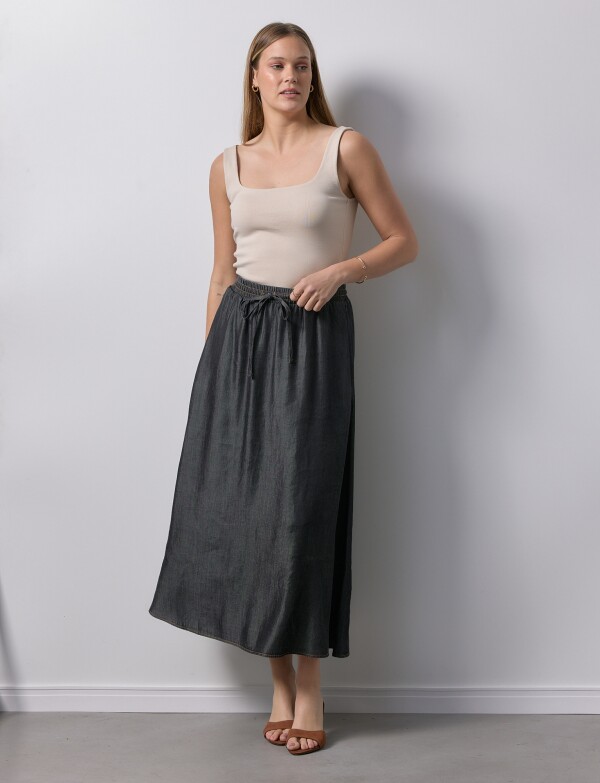 Falda Maxi Lyocell Cordel GRIS OSCURO