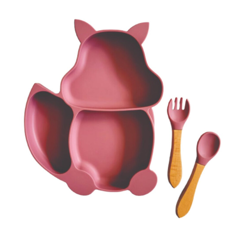 Set plato silicona ardilla con ventosa y cuchara Set Plato Silicona Ardilla Con Ventosa Y Cuchara