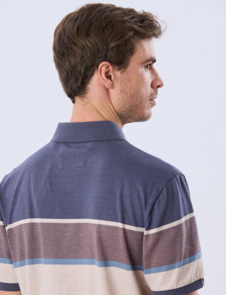REMERA POLO RAYADA JERSEY Azul