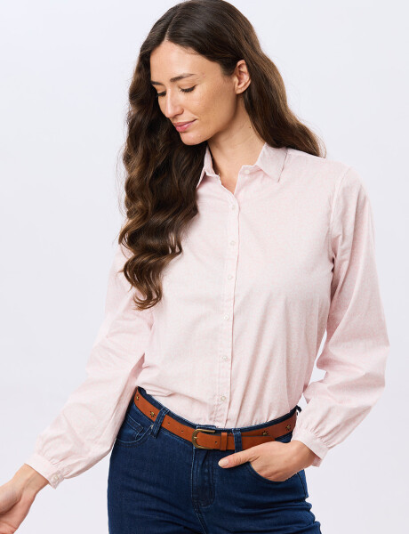 CAMISA ESTAMPADA CON FRUNCES Rosa