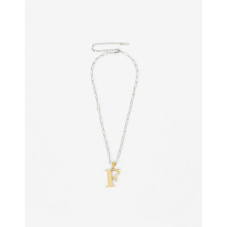 Cadena De Acero Inicial Letra ''f'' Combinacion Bicolor