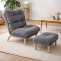 Poltrona Reclinable Con Puff Apoyapies Tapizado Gris
