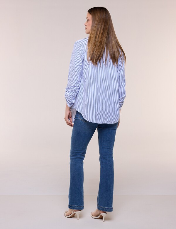 Sobrecamisa Holgada Rayada Con Presilla Ajustable BLANCO/AZUL