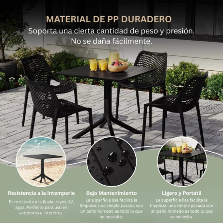 MESA CUADRADA EXTERIOR DE POLIPROPILENO 80CM Mesa Cuadrada De Exterior 80CM Negro