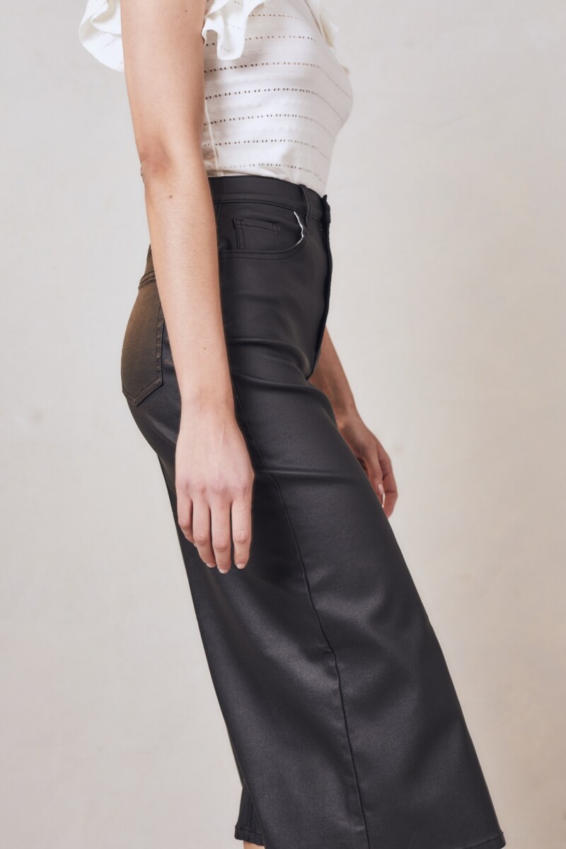 Falda Midi Waxed Negro