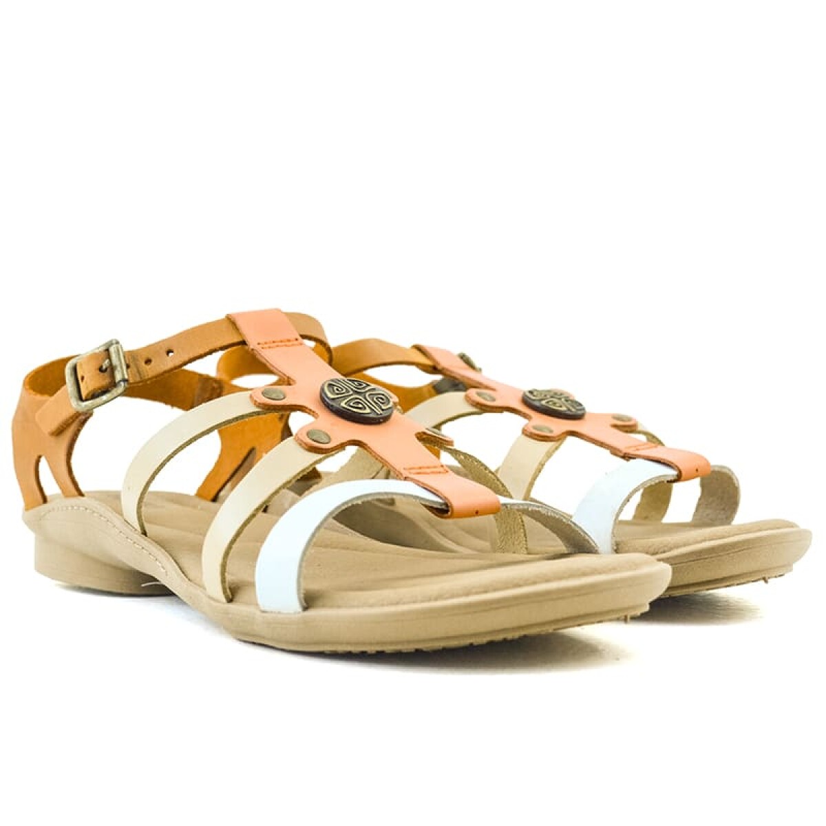 Sandalias Country Tiras Cruzadas de Mujer - 37329 - Coco-naranja 