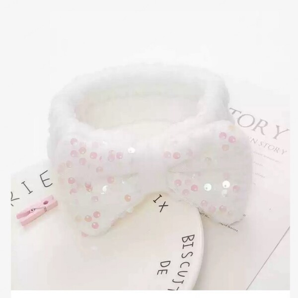 Vincha de maquillaje glitter blanco
