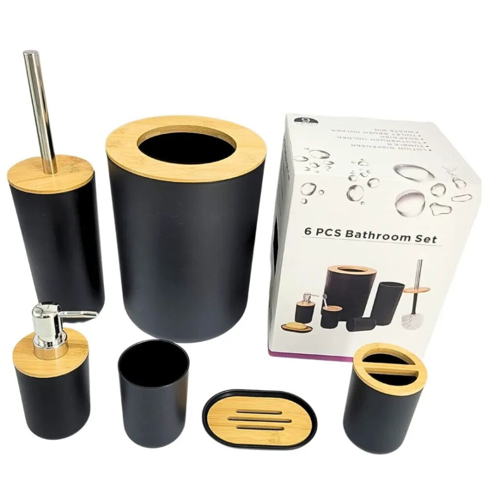 Set De Baño De Bambú Negro