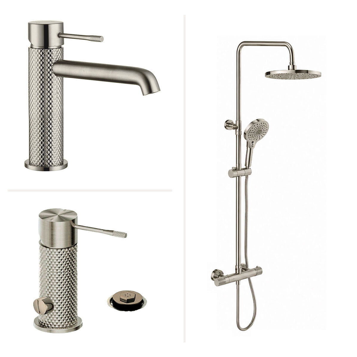 Juego De Griferia Signature Brushed Nickel Lavatorio Bajo 