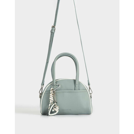 Cartera Bowling Con Charm Gris Claro