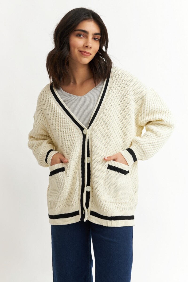 Cardigan con detalles en contraste BLANCO