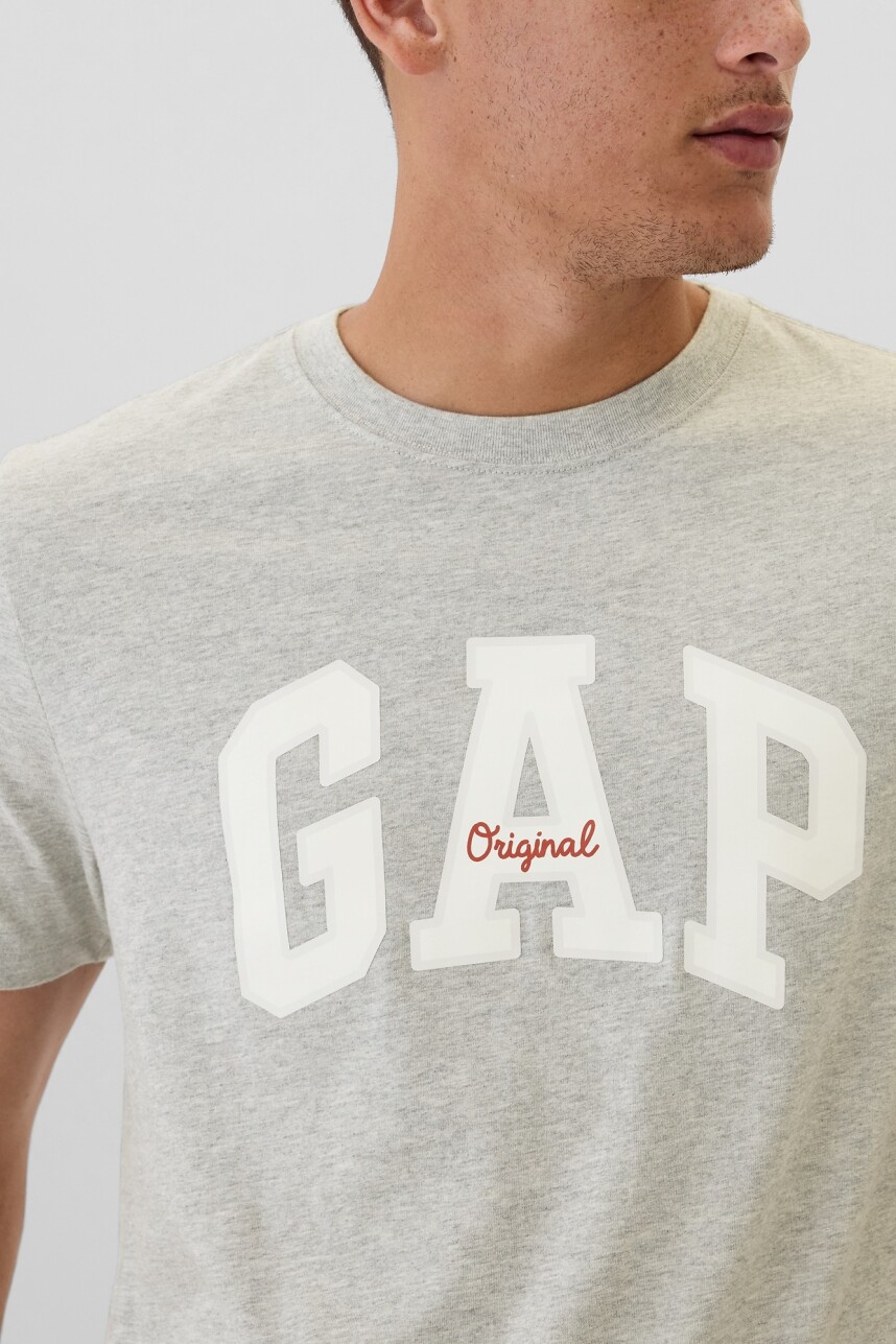 Remera Logo Gap Manga Corta Hombre Heather Grey