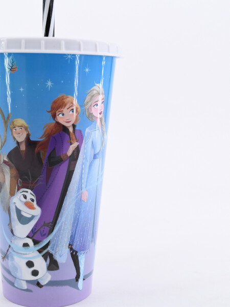 VASO CON SORBITO FROZEN AZUL
