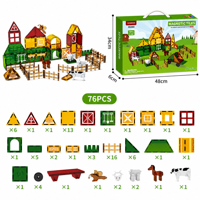 Granja Bloques Magneticos Juguete Infantil Iman 76pcs Stem Granja Bloques Magneticos Juguete Infantil Iman 76pcs Stem