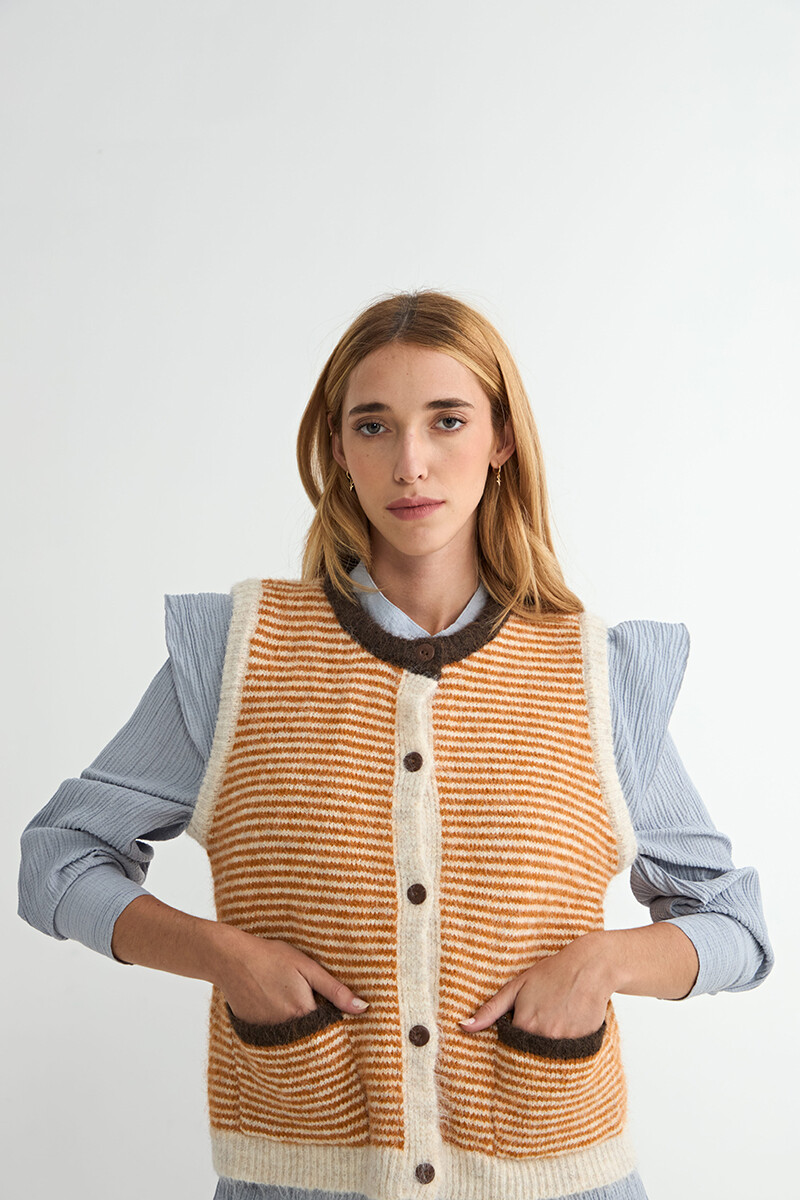 CHALECO RAYADO TRÉBOL - MARRON 