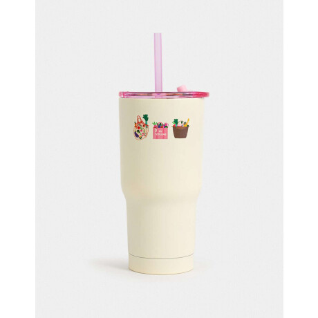 Vaso Alto Témico Estampado Blanco Crema