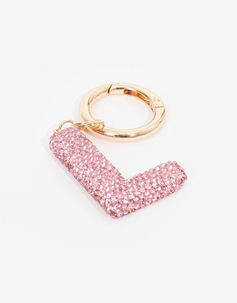 Llavero Strass Llavero Letra "l" De Strass - Rosa Metalizado