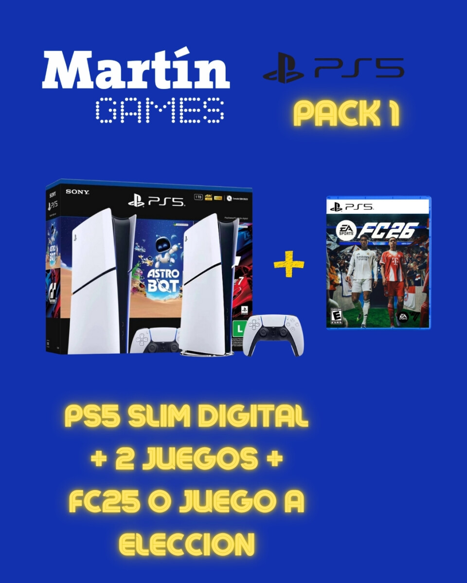 CONSOL Playstation 5 PS5 SLIM DIGITAL + FC26 O JUEGO A ELECCIÓN + ASTROBOT Y GT7 