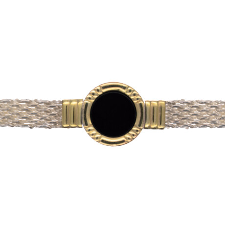 Pulsera de plata 925 con double en oro 18 ktes y onix. Pulsera de plata 925 con double en oro 18 ktes y onix.