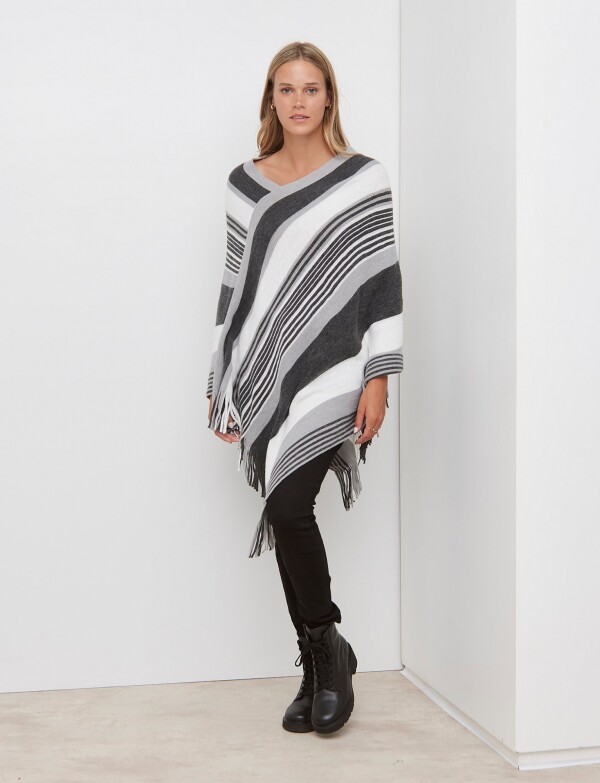 Poncho Lineas NEGRO/GRIS