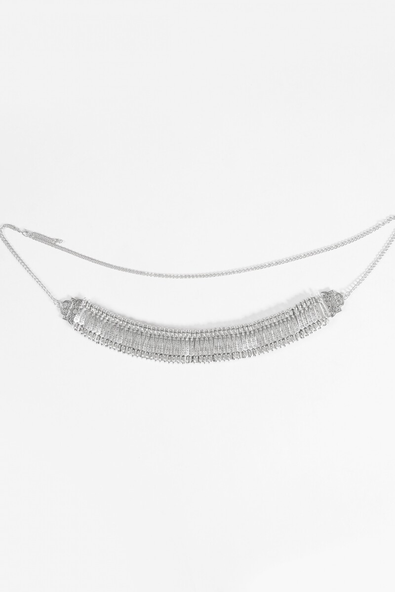 Cinturon metallic detalles plateado