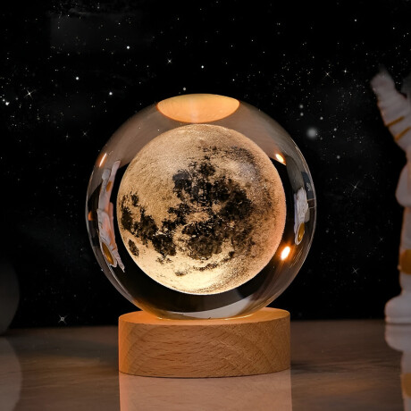 Lámpara Veladora Esfera De Cristal Chica Luz Blanca Luna