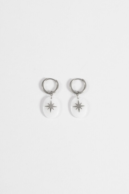 Aros acero dije estrella plateado