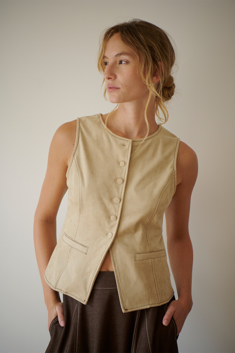 CHALECO SUEDE NATURAL