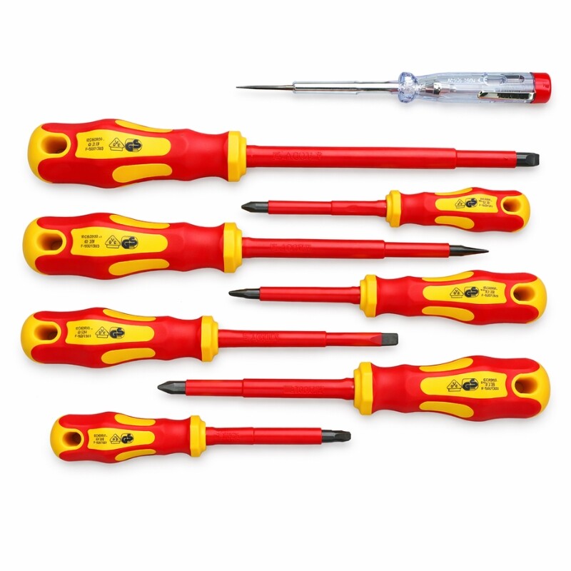 XCORT JUEGO DESTORNILLADORES AISLACION VDE 1000V 7 PIEZAS + BUSCAPOLO Xcort Juego Destornilladores Aislacion Vde 1000v 7 Piezas + Buscapolo