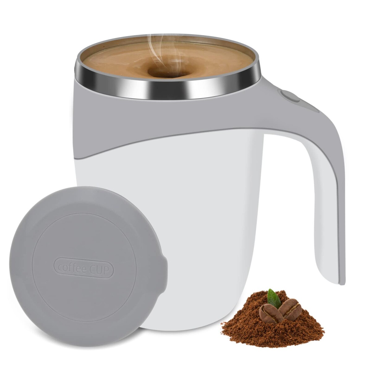 Taza Con Mezclador Magnético Y Tapa Recargable 380Ml Acero - Variante Color Gris 