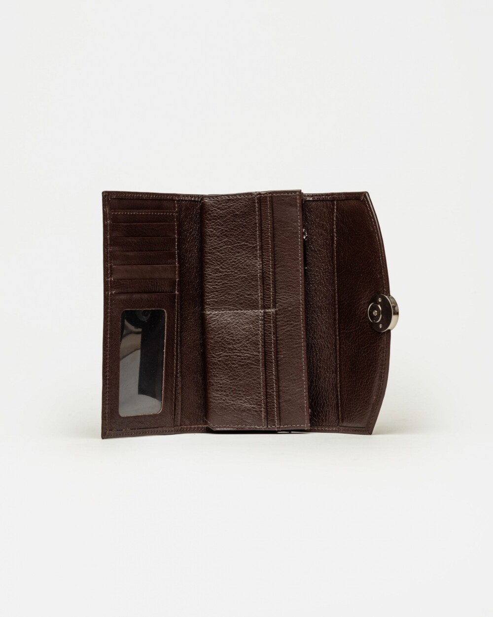Billetera The Circle en cuero liso Chocolate