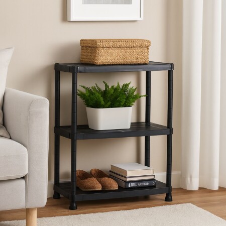 ORGANIZADOR ESTANTE MULTIUSO 3 PISOS NEGRO ORGANIZADOR ESTANTE MULTIUSO 3 PISOS NEGRO