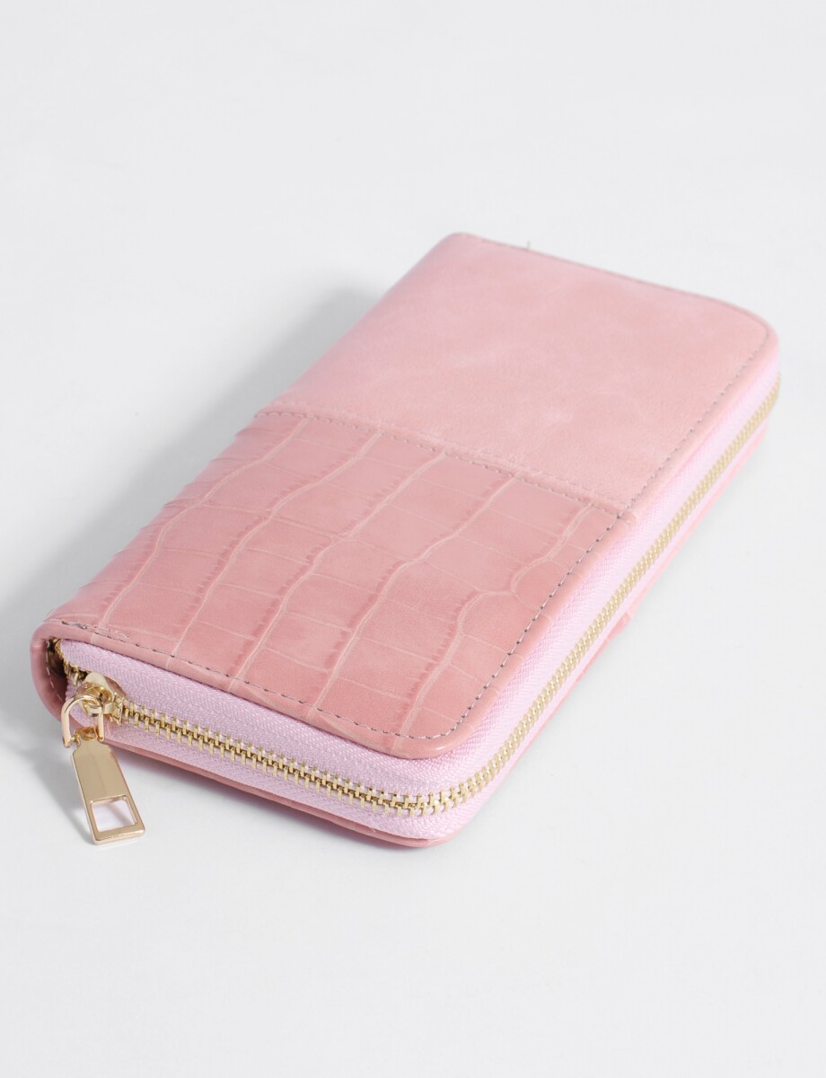 Billetera croco - suede - rosa 