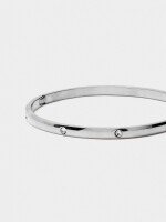 Pulsera Rígida Con Cristales - Acero Inoxidable plateado