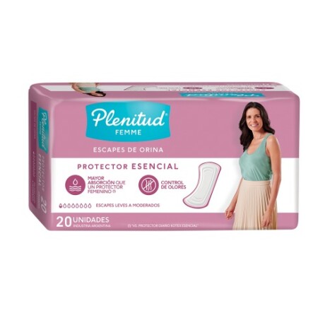 PLENITUD PROTECTORES DIARIOS ESENCIAL FEMME 20 UNIDADES PLENITUD PROTECTORES DIARIOS ESENCIAL FEMME 20 UNIDADES